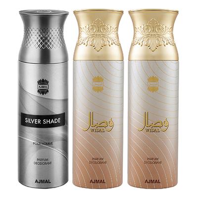 Ajmal Silvershade Wisaldeo Wisal Deodorant Spray (Pack of 3) 200 ml - Perfumes (Edt/Edp)