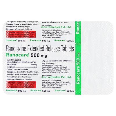 RANOCARE 500 Tablet 10's - Angina