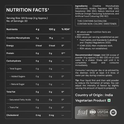 Nutrabay Gold Micronized Creatine Monohydrate Powder - Orange 120 g - Workout Essentials