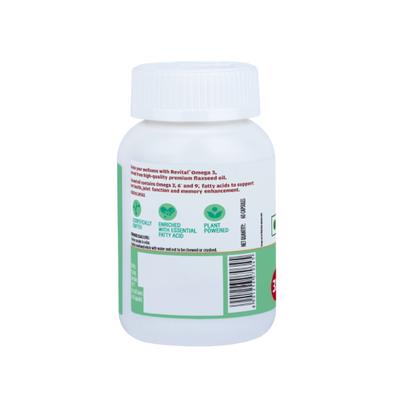 Revital Omega 3 Vegetarian 1000 mg Flaxseed Oil Capsules 60's - Omega Fish Oil Fatty Acids