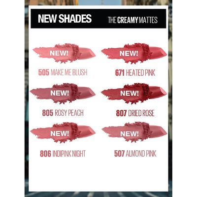 Maybelline New York Color Sensational The Creamy Mattes Lipstick, 507 Almond Pink 3.9 gm - Lipsticks