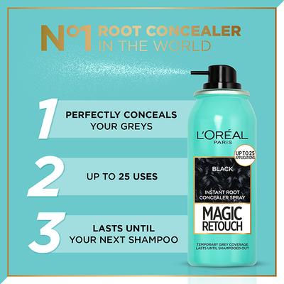 L'Oreal Paris Magic Retouch Instant Root Concealer Spray Black 75 ml - Hair Sprays & Mists