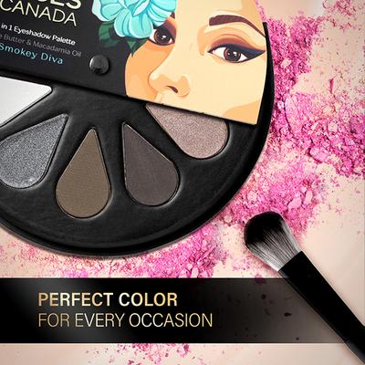 Faces Canada 6 In 1 Eyeshadow Palette Olive Butter & Macadamia Oil - Smokey Diva 03, 6gm - Eye Shadow Palettes