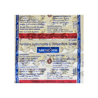 RANTAC DOM Tablet 30's - Ulcer/Reflux/Flatulence-Aaa