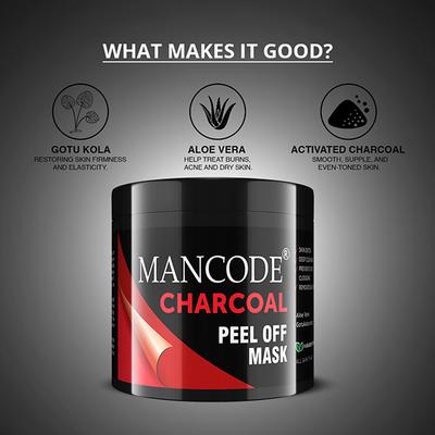 Mancode Charcoal Peel off Mask 100 gm - Masks & Peels