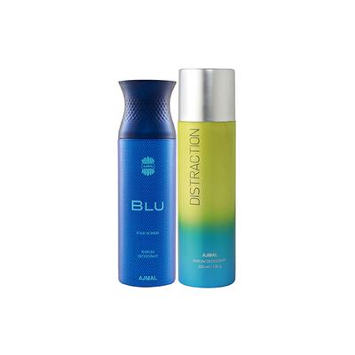 Ajmal Blu Homme And Distraction Deodorants Pack of 2 200 ml - Deodorants/Roll-Ons