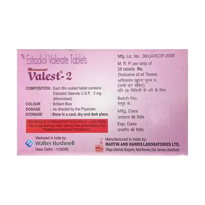 Valest 2 Tablet 28'S - Hormonal Therapy-Oes