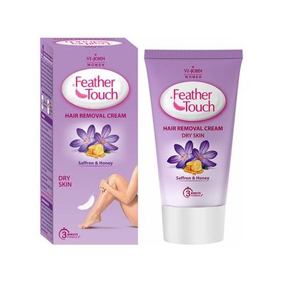 VI-John Feather Touch Hair Removal Cream Honey & Saffron Tube for Dry Skin 40 gm - Shaving Creams