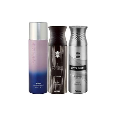 Ajmal 1 Persuade, 1 Ajmal Carbon And 1 Silver Shade Deodorants Pack of 3 200 ml - Deodorants/Roll-Ons