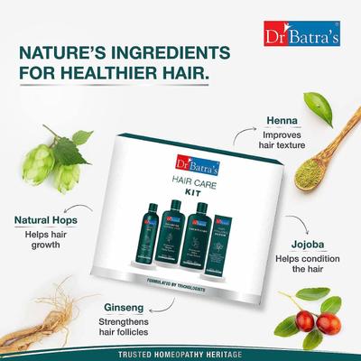 Dr. Batra's Hair Care Kit (Hair Oil 200 ml, Shampoo 200 ml, Conditioner 200 ml & Hair Vitalizing Serum 125 ml) - Shampoos