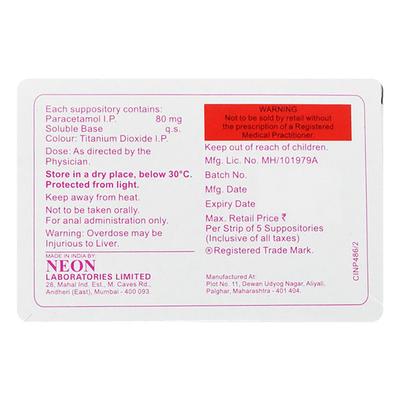 NEOMOL 80 Anal Suppositories 5's - Fever-Ana