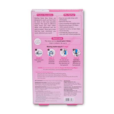 HipHop Body Wax Strips with Argan Oil & Strawberry Strips 8's - Shaving & Hair Removal