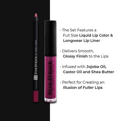 Star Struck By Sunny Leone Rooberry Lip Kit (Lip Gloss + Lip Liner) 2's - Liquid Lipsticks