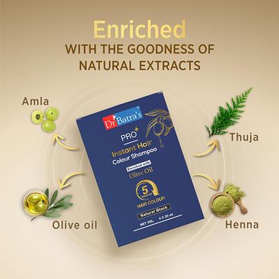 Dr Batras Pro+ Instant Hair Color Shampoo for Quick and Easy Hair Color, Enriched with Amla Extract - 4x20 Ml 4's - Shampoos