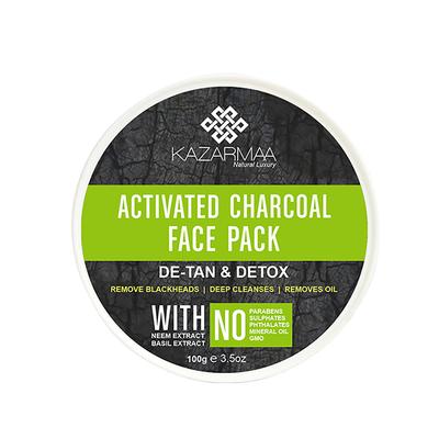 Kazarmaa Activated Charcoal Face Pack With Neem & Basil 150 gm - Face Packs