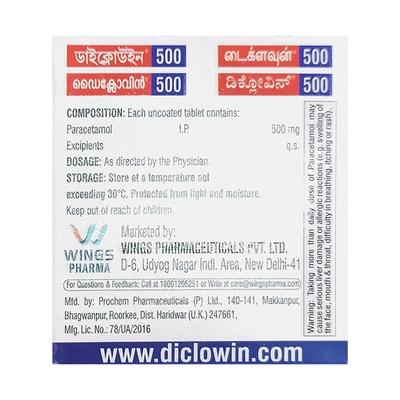 DICLOWIN 500 Tablet 10's - Fever-Ana