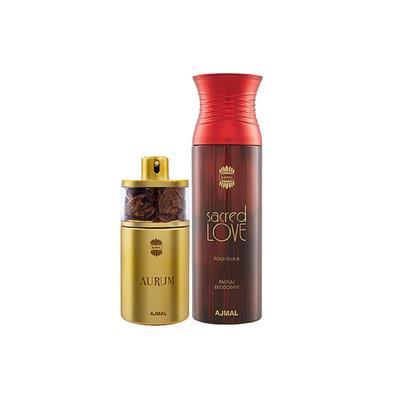 Ajmal Aurum EDP Fruity Floral Perfume And Sacred Love Deodorant Floral Musky Fragrance 275 ml - Women Perfumes (Edt/Edp)
