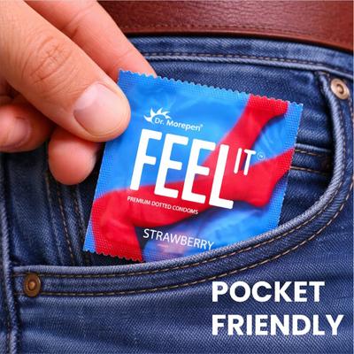 Dr. Morepen Feel It Condoms - Strawberry Flavour 3's - Plain/Flavoured Condoms