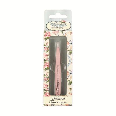 Vintage Cosmetic Slanted Tweezers Soft Touch Pink 1's - Tweezers