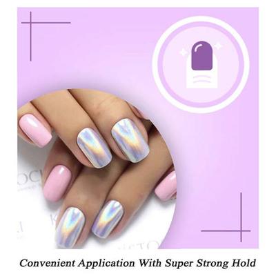 Nails On Board Handmade Press On Gel Nails- Holographic Liliac X Small 50 gm - Nail Care