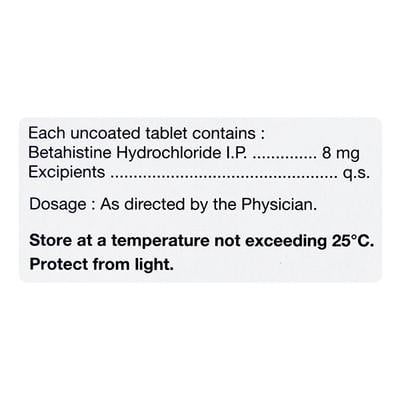 Vertin 8mg Tablet 15'S - Vertigo-Ant