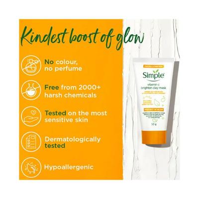 Simple Protect N Glow Vitamin C Brighten Clay Mask 50 gm - Face Packs