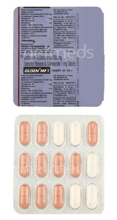 Glisen MF 1mg Tablet 15'S - Diabetes-Ant