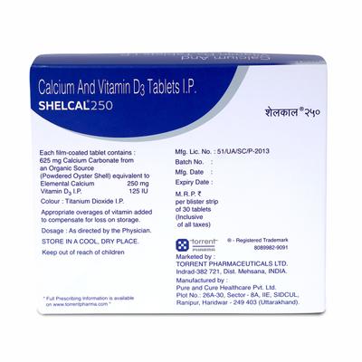 Shelcal 250mg Tablet 30'S - Calcium And Minerals