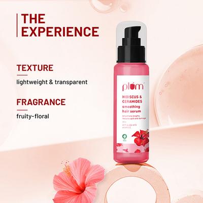 Plum Hibiscus and Ceramides Smoothing Hair Serum Smoothens, Reduces Split End Damage, Nourishes, Controls Frizz 75ml - Hair Serums