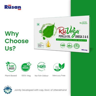 Ruvega Perilla Oil Omega 3 & 6 Capsules 10's - Omega Fish Oil Fatty Acids