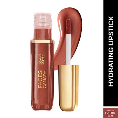 Faces Canada Comfy Matte Liquid Lipstick - For The Win 08 , 3 ml 10HR Stay No Dryness - Lip Stains & Tints