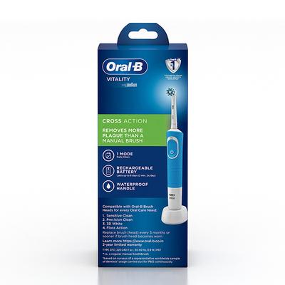 Oral B Vitality Cross Action Rechargeable Toothbrush - Blue 1's - Toothbrushes