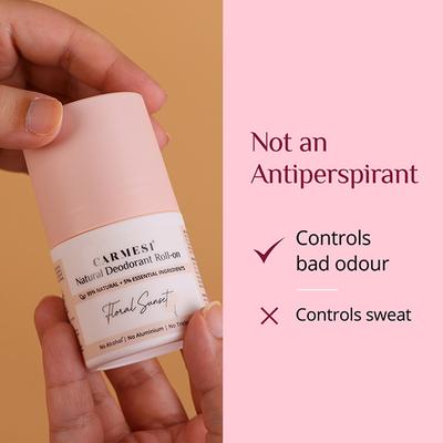 Carmesi Natural Deodorant Roll-On for Women, Controls Sweat & Odour All Day, Floral Sunset 50 ml - Women Deodorants/Roll-Ons