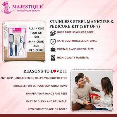 Majestique Professional Manicure And Pedicure Tools Kit For Smooth, Beautiful Feet - Multicolor 7's - Manicure & Pedicure Kits