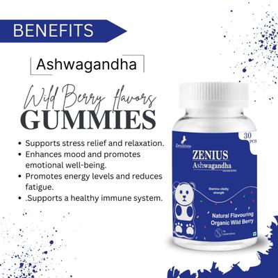 Zenius Ashwagandha Gummies - Organic Wild Berry Flavour 30's - Sexual Care
