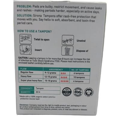 Sirona Worry-Free Tampons (Assorted Pack) 20's - Tampons