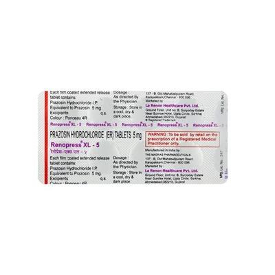 Renopress XL 5mg Tablet 10'S - Hypertension-Per