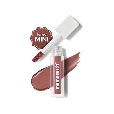 Mamaearth Feather Light Liquid Matte Mini Lipstick with Coconut & Vitamin E for 16-Hour Long Stay (Weightless & Non-Drying) - 02 Nude Punch 1.2 ml - Lipsticks