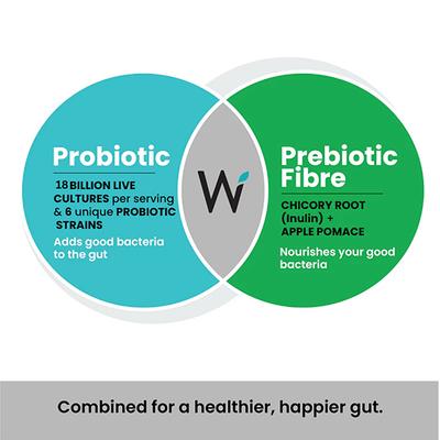 Wellbeing Nutrition Daily Probiotic + Prebiotic, 18 Billion CFU, 6 Strains Fiber for Digestion, Gut Health and Metabolism - Digestive Health