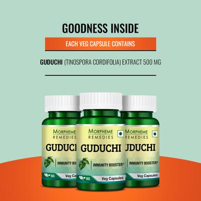 Morpheme Remedies Guduchi (Tinospora Cordifolia) 500mg Extract Veg Capsule 60's - Herbal Dietary Supplement
