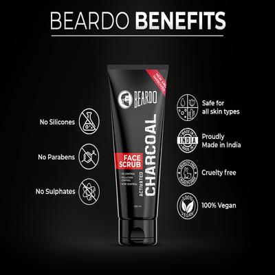 Beardo Activated Charcoal Face Scrub 100 gm - Face Scrubs