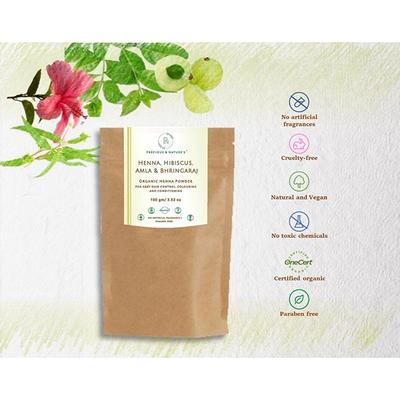 Precious & Nature'S Certified Organic Henna Powder with Henna Hibiscus Amla and Bhringaraj 100 gm - Henna