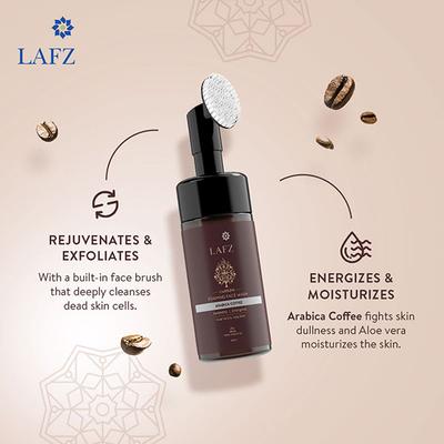 Lafz Caffeine Foaming Face Wash With Built - In Face Brush 100 ml - Scrubs & Exfoliants