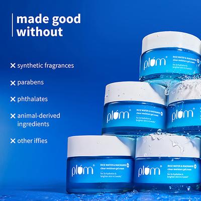 Plum 2% Niacinamide & Rice Water Daily Brightening Gel Face Moisturizer For Oil-Free, Non-Sticky Hydration 50 gm - Face Moisturizers