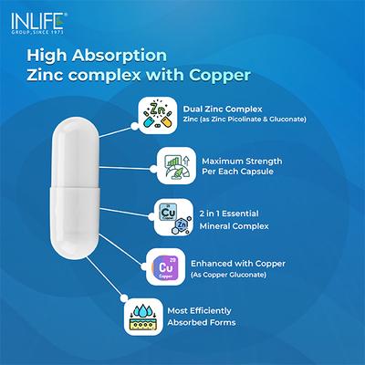 INLIFE Chelated Zinc Complex Veg Capsules 120's - Calcium And Minerals