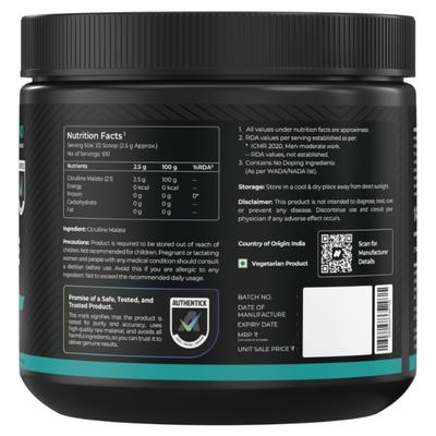 Nutrabay Pure Citrulline Malate Amino Acid Powder - Unflavoured 250 gm - Amino Acids