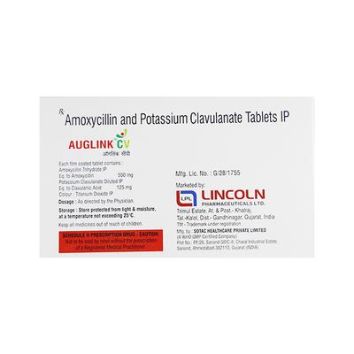 Auglink CV 500/125mg Tablet 10'S - Bacterial Infections-Pen