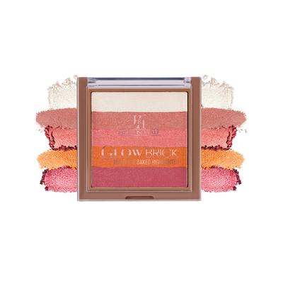 Half N Half Glow Brick Multi-Use Baked Highlighter with 5 Highlighting Shades, Peachy Cream 02 7.5 g - Highlighters & Illuminators
