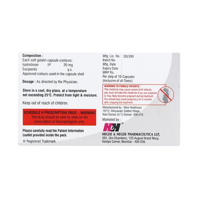 Tretin Iso 20mg Capsule 10'S - Acne-Acn