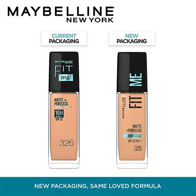 Maybelline New York Fit Me Matte + Poreless Liquid Foundation 16h Oil Control SPF 22 - 326 Warm Tan 30 ml - Foundation